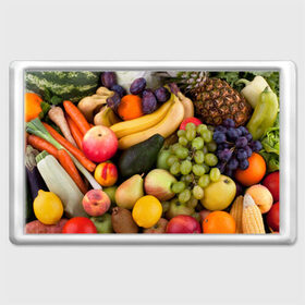 Магнит 45*70 с принтом Спелые фрукты в Екатеринбурге, Пластик | Размер: 78*52 мм; Размер печати: 70*45 | Тематика изображения на принте: ананас | арбуз | банан | богатый урожай | виноград | горох | груша | еда | капуста | картофель | лук | морковь | овощи | огурец | перец | персик | слива | сочные плоды | томат | фасоль | фрукты | яблоко
