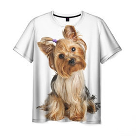 Мужская футболка 3D с принтом Красотка в Екатеринбурге, 100% полиэфир | прямой крой, круглый вырез горловины, длина до линии бедер | fashion | животное | красавица | лучший друг | модница | няша | причёска | собака | собачка | щенок | щеночек