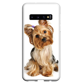 Чехол для Samsung Galaxy S10 с принтом Красотка в Екатеринбурге, Силикон | Область печати: задняя сторона чехла, без боковых панелей | fashion | животное | красавица | лучший друг | модница | няша | причёска | собака | собачка | щенок | щеночек