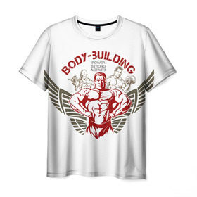 Мужская футболка 3D с принтом Body-building в Екатеринбурге, 100% полиэфир | прямой крой, круглый вырез горловины, длина до линии бедер | gym | power | бодибилдинг | культуризм | сила | спорт | фитнес | штанга