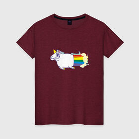 Женская футболка хлопок с принтом Радужный Единорожек в Екатеринбурге, 100% хлопок | прямой крой, круглый вырез горловины, длина до линии бедер, слегка спущенное плечо | единорог | лошадь | радуга