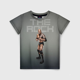 Детская футболка 3D с принтом The Rock WWE в Екатеринбурге, 100% гипоаллергенный полиэфир | прямой крой, круглый вырез горловины, длина до линии бедер, чуть спущенное плечо, ткань немного тянется | dwayne johnson | the rock | wwe | рестлинг | спорт