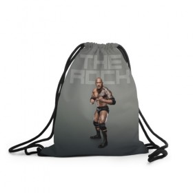 Рюкзак-мешок 3D с принтом The Rock WWE в Екатеринбурге, 100% полиэстер | плотность ткани — 200 г/м2, размер — 35 х 45 см; лямки — толстые шнурки, застежка на шнуровке, без карманов и подкладки | dwayne johnson | the rock | wwe | рестлинг | спорт