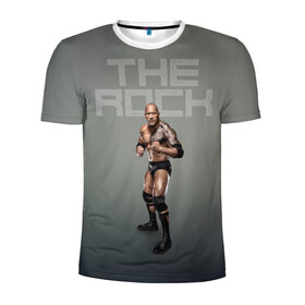 Мужская футболка 3D спортивная с принтом The Rock WWE в Екатеринбурге, 100% полиэстер с улучшенными характеристиками | приталенный силуэт, круглая горловина, широкие плечи, сужается к линии бедра | dwayne johnson | the rock | wwe | рестлинг | спорт