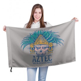 Флаг 3D с принтом Aztec Warriors в Екатеринбурге, 100% полиэстер | плотность ткани — 95 г/м2, размер — 67 х 109 см. Принт наносится с одной стороны | античный | ацтеки | гранж | живопись | культура | майя | орнамент | ретро | старинный | элемент