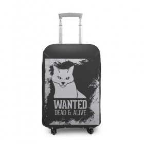 Чехол для чемодана 3D с принтом Wanted Cat в Екатеринбурге, 86% полиэфир, 14% спандекс | двустороннее нанесение принта, прорези для ручек и колес | белое | котик | кошка | надписи | новинки | прикольные | рисунок | черное