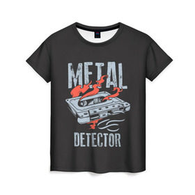 Женская футболка 3D с принтом Metal Detector в Екатеринбурге, 100% полиэфир ( синтетическое хлопкоподобное полотно) | прямой крой, круглый вырез горловины, длина до линии бедер | metal | кровь | метал | мызыка | новинки | рок | тяжелый | череп