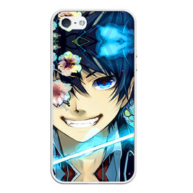 Чехол для iPhone 5/5S матовый с принтом Blue Exorcist в Екатеринбурге, Силикон | Область печати: задняя сторона чехла, без боковых панелей | anime | ao no exorcist | экзорцист