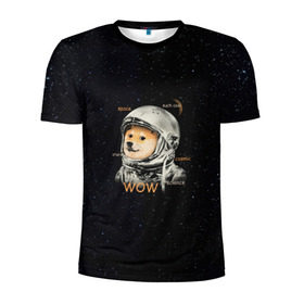 Мужская футболка 3D спортивная с принтом Doge в Екатеринбурге, 100% полиэстер с улучшенными характеристиками | приталенный силуэт, круглая горловина, широкие плечи, сужается к линии бедра | dog | doge | mem | memes | space | wow | доге | космос | мемы | собака