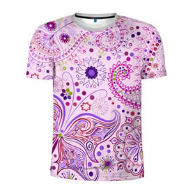 Мужская футболка 3D спортивная с принтом Lady Butterfly в Екатеринбурге, 100% полиэстер с улучшенными характеристиками | приталенный силуэт, круглая горловина, широкие плечи, сужается к линии бедра | винтаж | воздушный | индийские | кружева | новинки | узор | цветок | цветочный | этнические