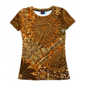 Женская футболка 3D с принтом Коллекция Edition в Екатеринбурге, 100% полиэфир ( синтетическое хлопкоподобное полотно) | прямой крой, круглый вырез горловины, длина до линии бедер | винтаж | воздушный | индийские | кружева | новинки | узор | цветок | цветочный | этнические