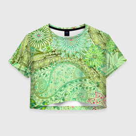 Женская футболка 3D укороченная с принтом Коллекция Balmain в Екатеринбурге, 100% полиэстер | круглая горловина, длина футболки до линии талии, рукава с отворотами | графика | каракули | красивый | лето | мода | новинки | орнамент | природа | рисунок | стиль