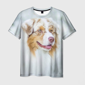 Мужская футболка 3D с принтом Друг в Екатеринбурге, 100% полиэфир | прямой крой, круглый вырез горловины, длина до линии бедер | голова животного | кутёнок | прикольные картинки | собака | щенок