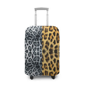 Чехол для чемодана 3D с принтом Леопард/Снежный Барс в Екатеринбурге, 86% полиэфир, 14% спандекс | двустороннее нанесение принта, прорези для ручек и колес | textures | барс | животное | леопард | пятна | снежный | текстура | чёрное с белым