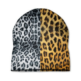Шапка 3D с принтом Леопард/Снежный Барс в Екатеринбурге, 100% полиэстер | универсальный размер, печать по всей поверхности изделия | textures | барс | животное | леопард | пятна | снежный | текстура | чёрное с белым