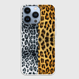 Чехол для iPhone 13 Pro с принтом Леопард Снежный Барс в Екатеринбурге,  |  | Тематика изображения на принте: textures | барс | животное | леопард | пятна | снежный | текстура | чёрное с белым
