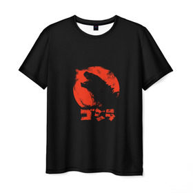 Мужская футболка 3D с принтом Godzilla в Екатеринбурге, 100% полиэфир | прямой крой, круглый вырез горловины, длина до линии бедер | cinema | film | godzilla | monster | годзила | годзилла | кино | монстр | фильм