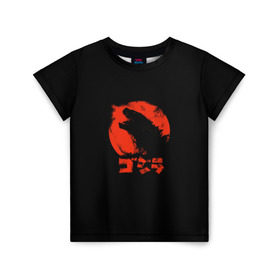 Детская футболка 3D с принтом Godzilla в Екатеринбурге, 100% гипоаллергенный полиэфир | прямой крой, круглый вырез горловины, длина до линии бедер, чуть спущенное плечо, ткань немного тянется | cinema | film | godzilla | monster | годзила | годзилла | кино | монстр | фильм