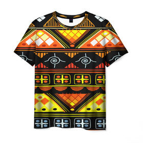 Мужская футболка 3D с принтом Element ethnic в Екатеринбурге, 100% полиэфир | прямой крой, круглый вырез горловины, длина до линии бедер | орнамент | полосы | этно