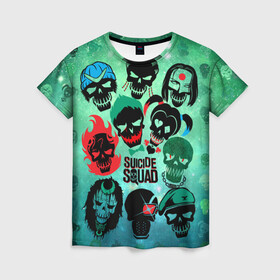 Женская футболка 3D с принтом Suicide Squad в Екатеринбурге, 100% полиэфир ( синтетическое хлопкоподобное полотно) | прямой крой, круглый вырез горловины, длина до линии бедер | suicide squad