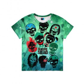 Детская футболка 3D с принтом Suicide Squad в Екатеринбурге, 100% гипоаллергенный полиэфир | прямой крой, круглый вырез горловины, длина до линии бедер, чуть спущенное плечо, ткань немного тянется | suicide squad