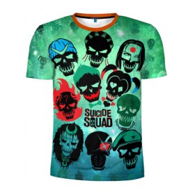 Мужская футболка 3D спортивная с принтом Suicide Squad в Екатеринбурге, 100% полиэстер с улучшенными характеристиками | приталенный силуэт, круглая горловина, широкие плечи, сужается к линии бедра | suicide squad