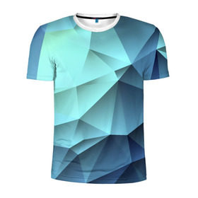 Мужская футболка 3D спортивная с принтом Polygon blue в Екатеринбурге, 100% полиэстер с улучшенными характеристиками | приталенный силуэт, круглая горловина, широкие плечи, сужается к линии бедра | полигон | текстура
