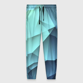 Женские брюки 3D с принтом Polygon blue в Екатеринбурге, полиэстер 100% | прямой крой, два кармана без застежек по бокам, с мягкой трикотажной резинкой на поясе и по низу штанин. В поясе для дополнительного комфорта — широкие завязки | полигон | текстура