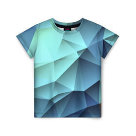 Детская футболка 3D с принтом Polygon blue в Екатеринбурге, 100% гипоаллергенный полиэфир | прямой крой, круглый вырез горловины, длина до линии бедер, чуть спущенное плечо, ткань немного тянется | Тематика изображения на принте: полигон | текстура