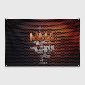 Флаг-баннер с принтом MMA в Екатеринбурге, 100% полиэстер | размер 67 х 109 см, плотность ткани — 95 г/м2; по краям флага есть четыре люверса для крепления | judo | mixed | mma | sambo | wrestling