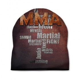 Шапка 3D с принтом MMA в Екатеринбурге, 100% полиэстер | универсальный размер, печать по всей поверхности изделия | judo | mixed | mma | sambo | wrestling