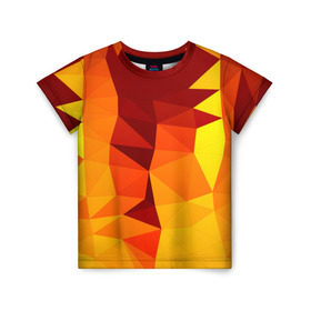 Детская футболка 3D с принтом Golden в Екатеринбурге, 100% гипоаллергенный полиэфир | прямой крой, круглый вырез горловины, длина до линии бедер, чуть спущенное плечо, ткань немного тянется | геометрия | полигоны | разноцветный | треугольники | яркий