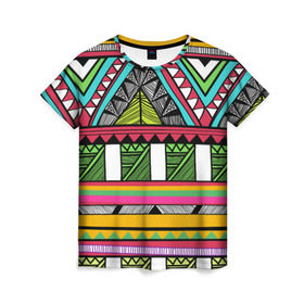 Женская футболка 3D с принтом Зимбабве в Екатеринбурге, 100% полиэфир ( синтетическое хлопкоподобное полотно) | прямой крой, круглый вырез горловины, длина до линии бедер | африка | орнамент | этнический | этно