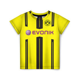 Детская футболка 3D с принтом Borussia Dortmund в Екатеринбурге, 100% гипоаллергенный полиэфир | прямой крой, круглый вырез горловины, длина до линии бедер, чуть спущенное плечо, ткань немного тянется | Тематика изображения на принте: боруссия | дортмунд