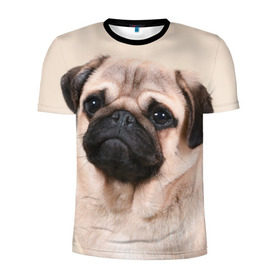Мужская футболка 3D спортивная с принтом Мопс в Екатеринбурге, 100% полиэстер с улучшенными характеристиками | приталенный силуэт, круглая горловина, широкие плечи, сужается к линии бедра | мопс | мопсы | песик | песики | собака | собаки
