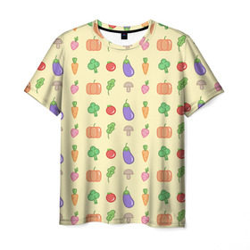 Мужская футболка 3D с принтом Рай вегетарианца в Екатеринбурге, 100% полиэфир | прямой крой, круглый вырез горловины, длина до линии бедер | вегетарианцы | забавные | необычные | овощи | приколы