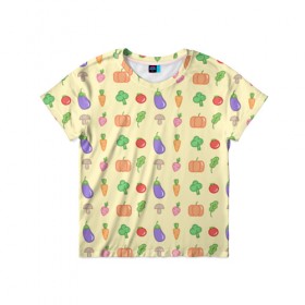 Детская футболка 3D с принтом Рай вегетарианца в Екатеринбурге, 100% гипоаллергенный полиэфир | прямой крой, круглый вырез горловины, длина до линии бедер, чуть спущенное плечо, ткань немного тянется | вегетарианцы | забавные | необычные | овощи | приколы
