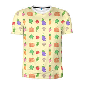 Мужская футболка 3D спортивная с принтом Рай вегетарианца в Екатеринбурге, 100% полиэстер с улучшенными характеристиками | приталенный силуэт, круглая горловина, широкие плечи, сужается к линии бедра | вегетарианцы | забавные | необычные | овощи | приколы