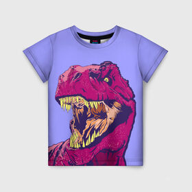 Детская футболка 3D с принтом rex в Екатеринбурге, 100% гипоаллергенный полиэфир | прямой крой, круглый вырез горловины, длина до линии бедер, чуть спущенное плечо, ткань немного тянется | dinosaur | t rex | динозавр | рекс | тирекс