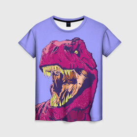 Женская футболка 3D с принтом rex в Екатеринбурге, 100% полиэфир ( синтетическое хлопкоподобное полотно) | прямой крой, круглый вырез горловины, длина до линии бедер | dinosaur | t rex | динозавр | рекс | тирекс