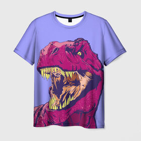Мужская футболка 3D с принтом rex в Екатеринбурге, 100% полиэфир | прямой крой, круглый вырез горловины, длина до линии бедер | Тематика изображения на принте: dinosaur | t rex | динозавр | рекс | тирекс