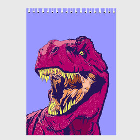Скетчбук с принтом rex в Екатеринбурге, 100% бумага
 | 48 листов, плотность листов — 100 г/м2, плотность картонной обложки — 250 г/м2. Листы скреплены сверху удобной пружинной спиралью | Тематика изображения на принте: dinosaur | t rex | динозавр | рекс | тирекс