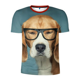 Мужская футболка 3D спортивная с принтом Бигль в Екатеринбурге, 100% полиэстер с улучшенными характеристиками | приталенный силуэт, круглая горловина, широкие плечи, сужается к линии бедра | Тематика изображения на принте: бигль | гончая | дворняжка | охотничья | песик | песики | собака | собаки
