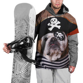 Накидка на куртку 3D с принтом Бульдог - пират в Екатеринбурге, 100% полиэстер |  | бульдог | бульдоги | песик | песики | пират | пираты | прикольные | собака | собаки