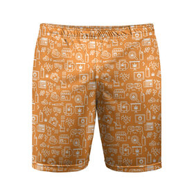 Мужские шорты 3D спортивные с принтом Жизнь на Ямайке в Екатеринбурге,  |  | оранжевый | паттерн
