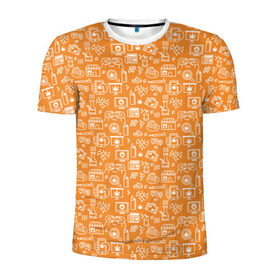 Мужская футболка 3D спортивная с принтом Жизнь на Ямайке в Екатеринбурге, 100% полиэстер с улучшенными характеристиками | приталенный силуэт, круглая горловина, широкие плечи, сужается к линии бедра | оранжевый | паттерн