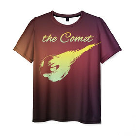 Мужская футболка 3D с принтом Летящая комета в Екатеринбурге, 100% полиэфир | прямой крой, круглый вырез горловины, длина до линии бедер | Тематика изображения на принте: комета | космос | красиво | надписи | планета