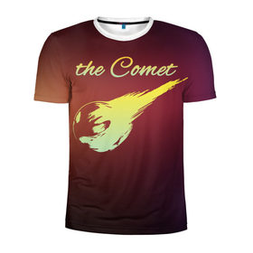 Мужская футболка 3D спортивная с принтом Летящая комета в Екатеринбурге, 100% полиэстер с улучшенными характеристиками | приталенный силуэт, круглая горловина, широкие плечи, сужается к линии бедра | комета | космос | красиво | надписи | планета