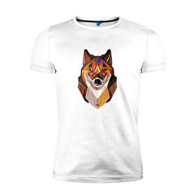 Мужская футболка премиум с принтом Wolf в Екатеринбурге, 92% хлопок, 8% лайкра | приталенный силуэт, круглый вырез ворота, длина до линии бедра, короткий рукав | 3d | 3д | autumn | forest | nature | wolf | абстракция | волк | геометрия | лес | осень | природа | хищник