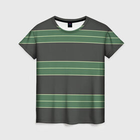 Женская футболка 3D с принтом Одежда Курта Кобейна в Екатеринбурге, 100% полиэфир ( синтетическое хлопкоподобное полотно) | прямой крой, круглый вырез горловины, длина до линии бедер | в полоску | зеленая | курт кобейн | полосатая | полоски
